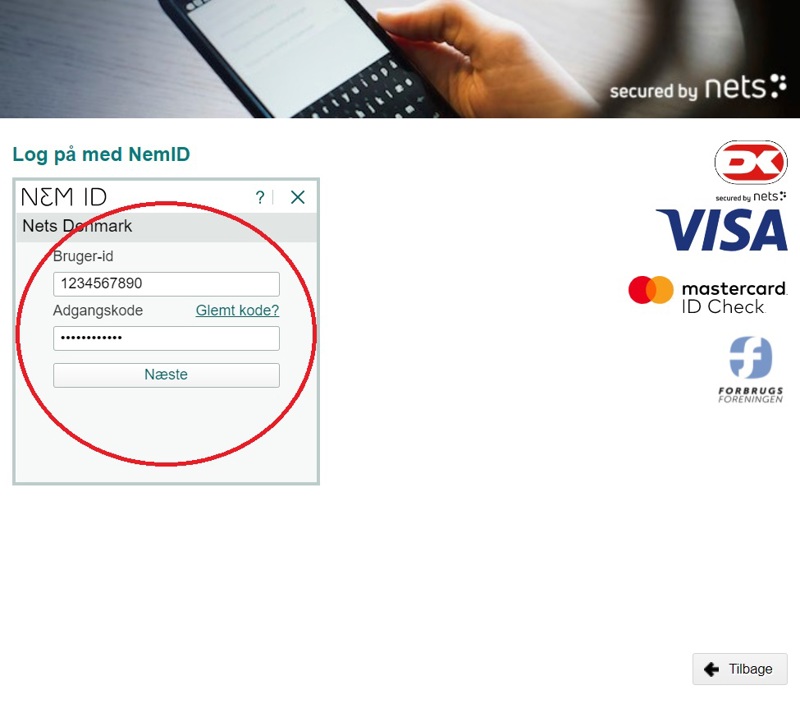 Indtast dit bruger-id og adgangskode